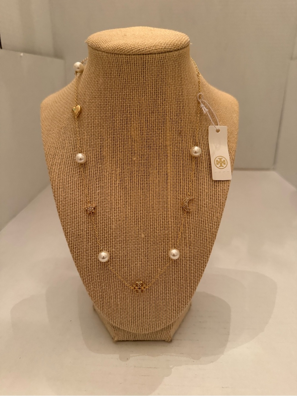 Tory Burch Gold Pearl & CZ Charm Necklace - Women Jewelry - Picture 3 of 4